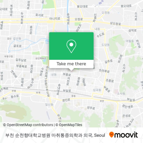 부천 순천향대학교병원 마취통증의학과 의국 map