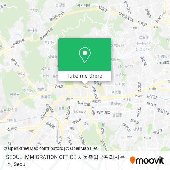 SEOUL IMMIGRATION OFFICE 서울출입국관리사무소 map