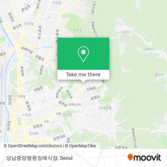 How to get to 성남중앙병원장례식장 in 성남시, 경기도 by Subway or Bus?