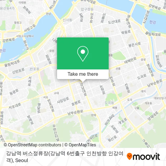강남역 버스정류장(강남역 6번출구 인천방향 인강여객) map