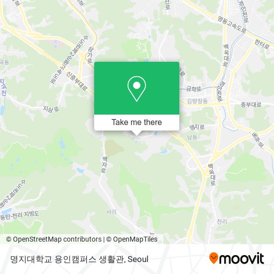 명지대학교 용인캠퍼스 생활관 map