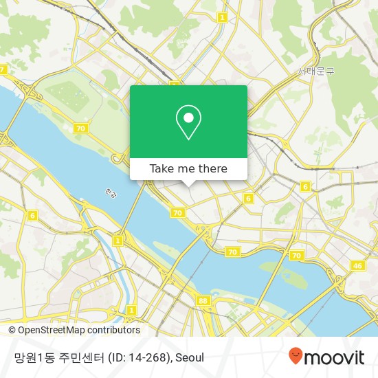 망원1동 주민센터 (ID: 14-268) map