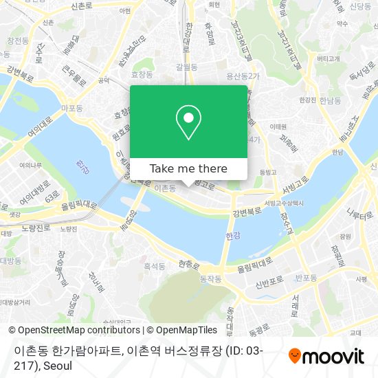 이촌동 한가람아파트, 이촌역 버스정류장 (ID: 03-217) map