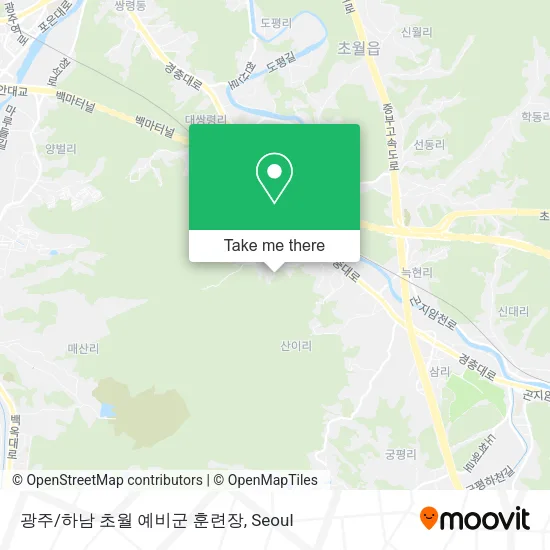 광주/하남 초월 예비군 훈련장 map