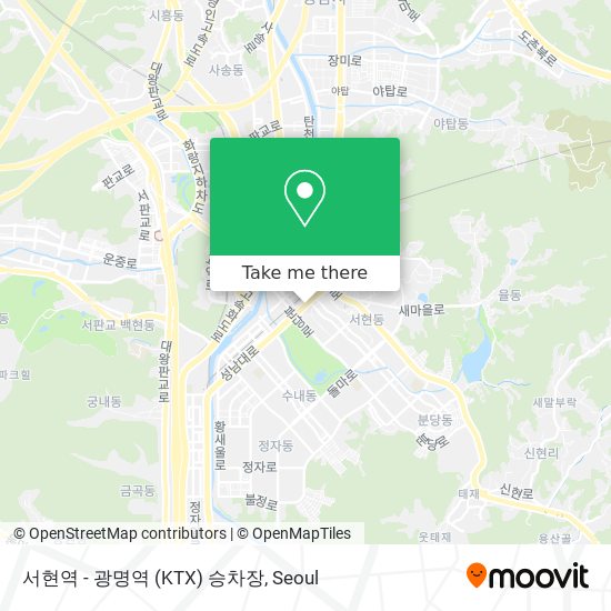 서현역 - 광명역 (KTX) 승차장 map