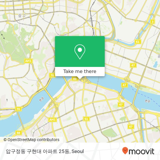 압구정동 구현대 아파트 25동 map