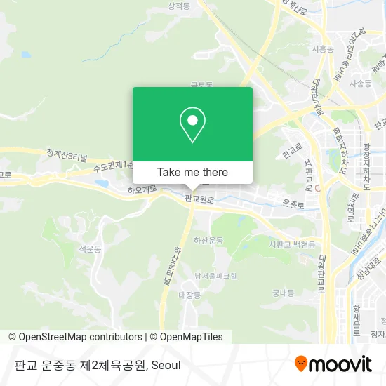판교 운중동 제2체육공원 map