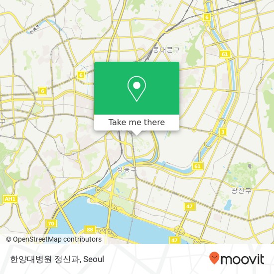 한양대병원 정신과 map