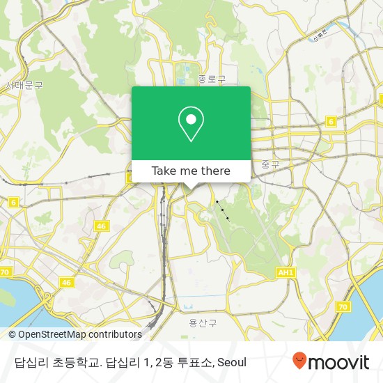 답십리 초등학교. 답십리 1, 2동 투표소 map