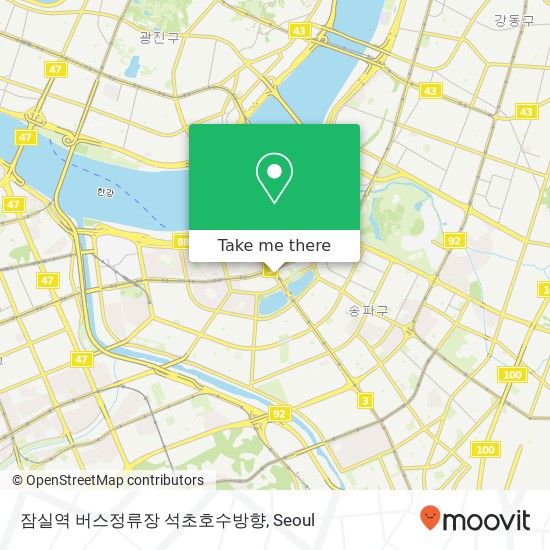 잠실역 버스정류장 석초호수방향 map