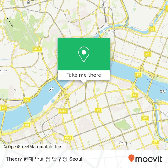 Theory 현대 백화점 압구정 map