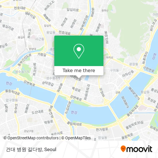 건대 병원 길다방 map