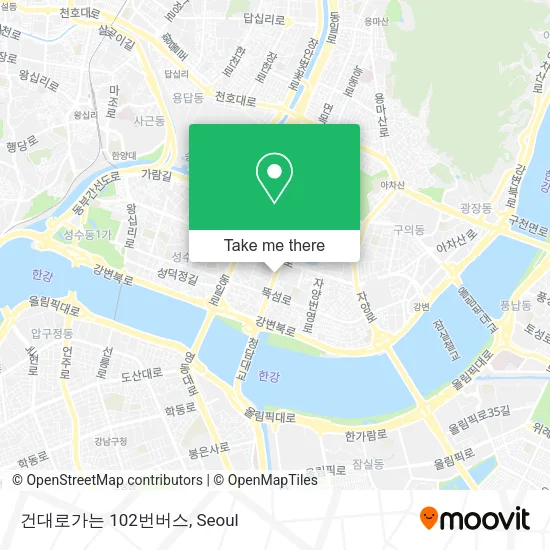 건대로가는 102번버스 map