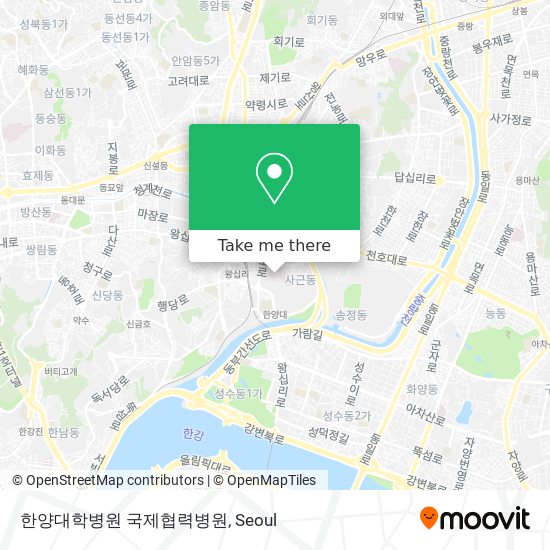 한양대학병원 국제협력병원 map