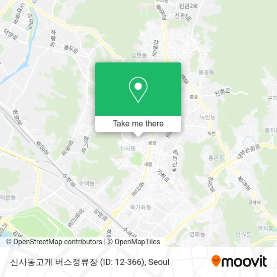 신사동고개 버스정류장 (ID: 12-366) map