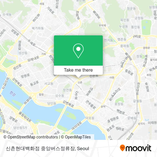 신촌현대백화점 중앙버스정류장 map