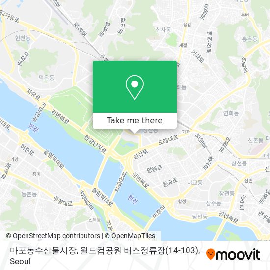 마포농수산물시장, 월드컵공원 버스정류장(14-103) map