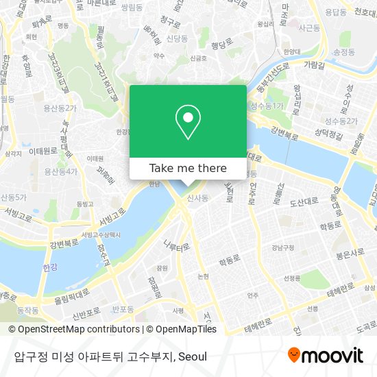 압구정 미성 아파트뒤 고수부지 map