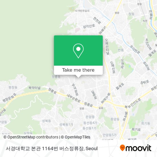 서경대학교 본관 1164번 버스정류장 map