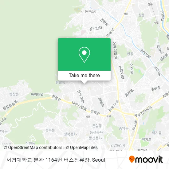 서경대학교 본관 1164번 버스정류장 map