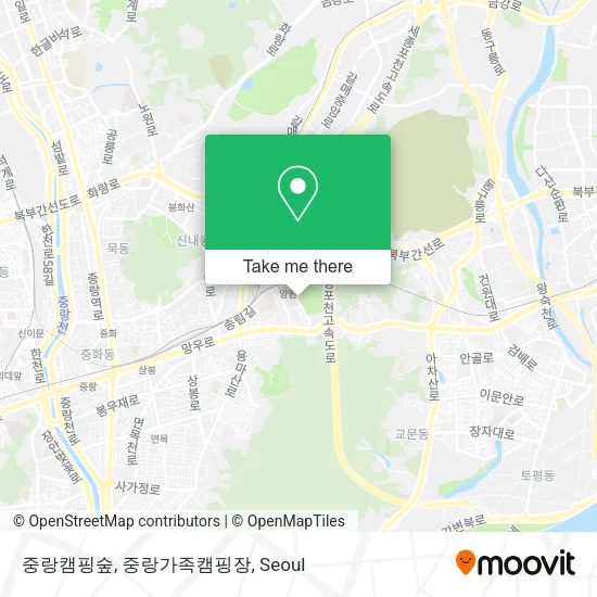 중랑캠핑숲, 중랑가족캠핑장 map