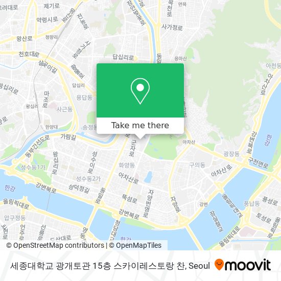 세종대학교 광개토관 15층 스카이레스토랑 찬 map
