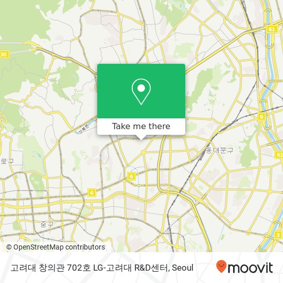 고려대 창의관 702호 LG-고려대 R&D센터 map