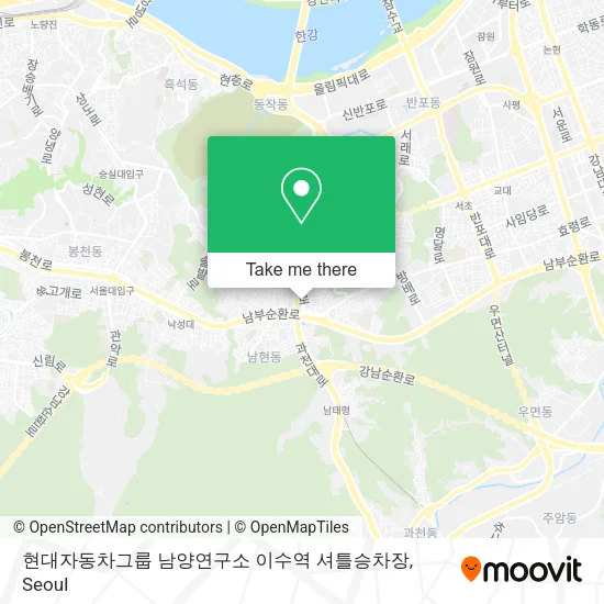 현대자동차그룹 남양연구소 이수역 셔틀승차장 map