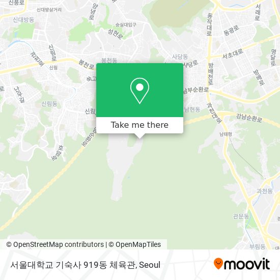 서울대학교 기숙사 919동 체육관 map