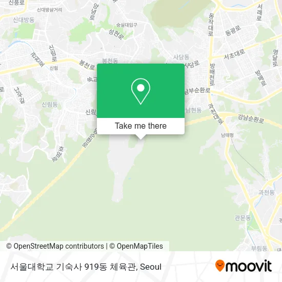 서울대학교 기숙사 919동 체육관 map