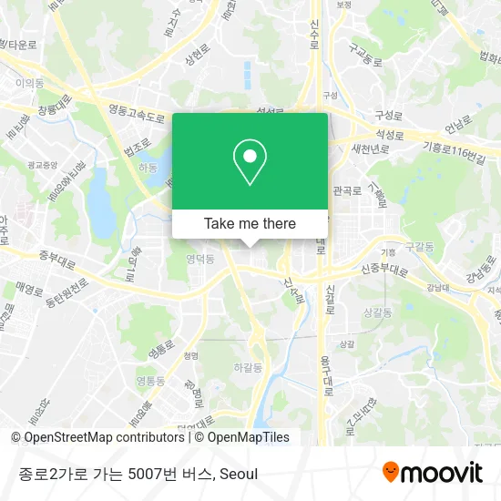 종로2가로 가는 5007번 버스 map