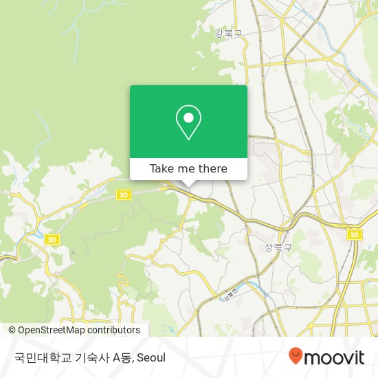 국민대학교 기숙사 A동 map