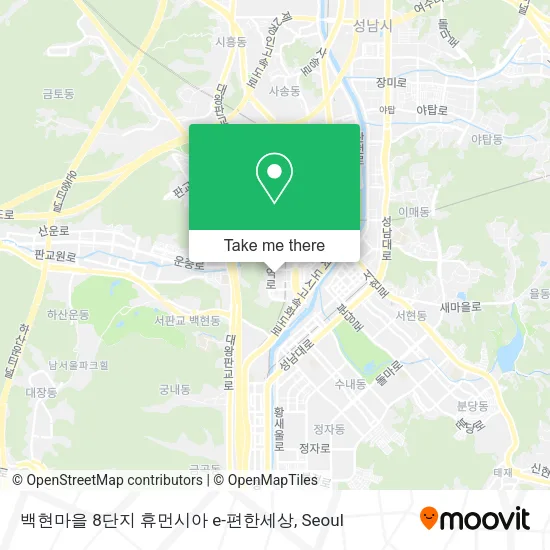 백현마을 8단지 휴먼시아 e-편한세상 map