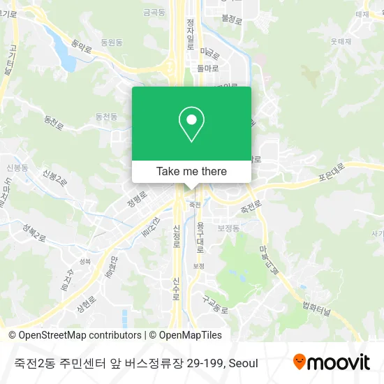 죽전2동 주민센터 앞 버스정류장 29-199 map
