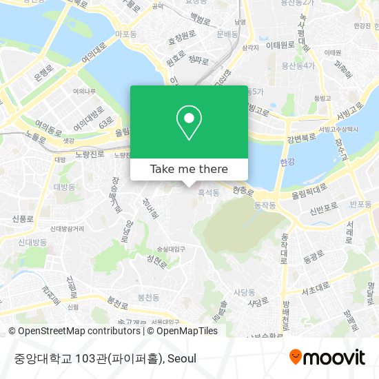 중앙대학교 103관(파이퍼홀) map