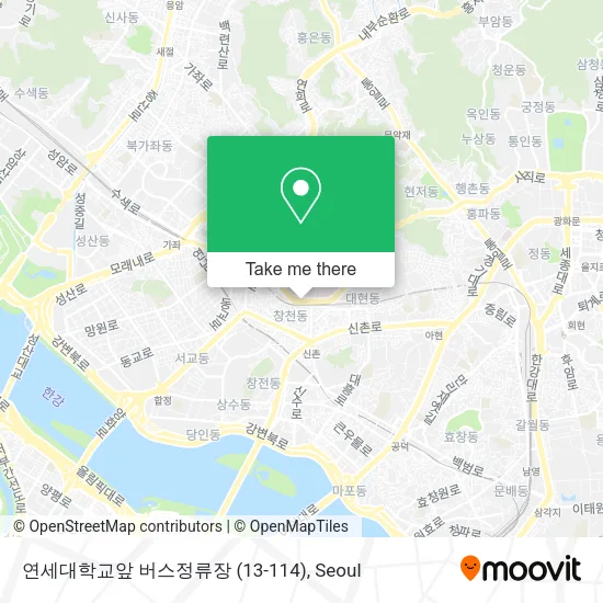 연세대학교앞 버스정류장 (13-114) map