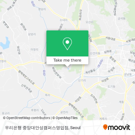 우리은행 중앙대안성캠퍼스영업점 map