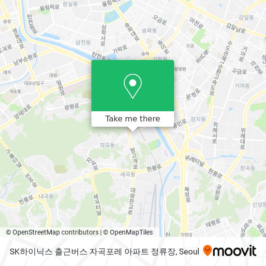 SK하이닉스 출근버스 자곡포레 아파트 정류장 map
