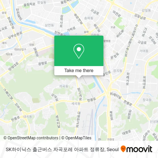 SK하이닉스 출근버스 자곡포레 아파트 정류장 map