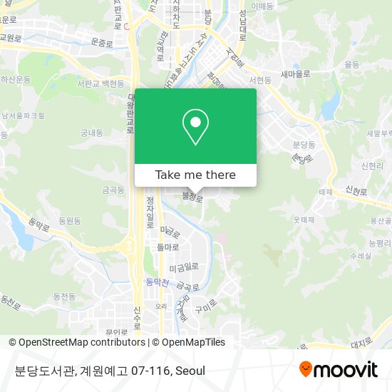분당도서관, 계원예고 07-116 map