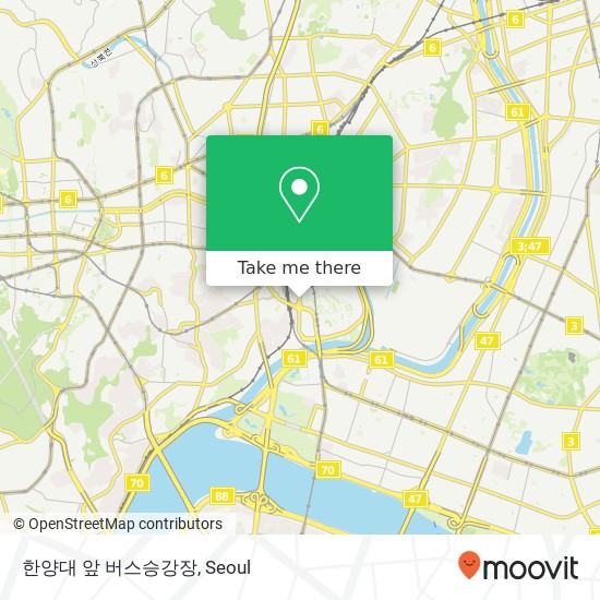 한양대 앞 버스승강장 map