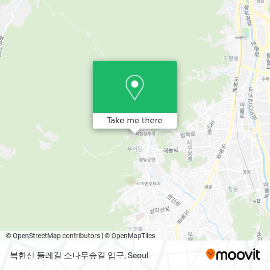 북한산 둘레길 소나무숲길 입구 map