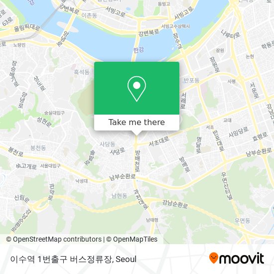 이수역 1번출구 버스정류장 map