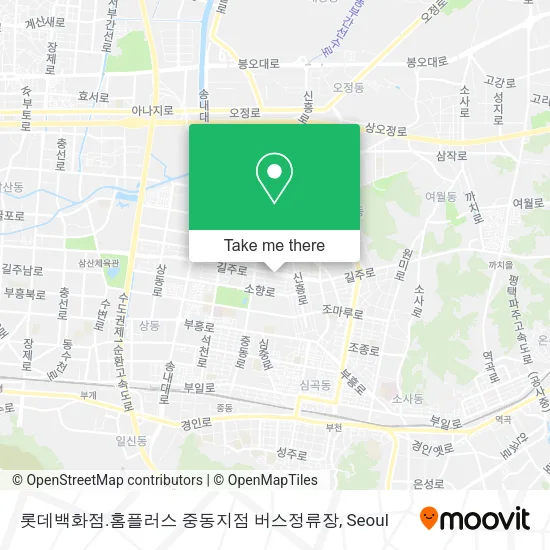롯데백화점.홈플러스 중동지점 버스정류장 map