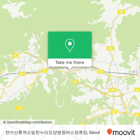 천마산휴게소및한누리요양병원버스정류장 map