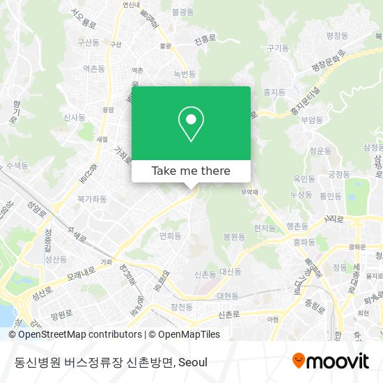 동신병원 버스정류장 신촌방면 map