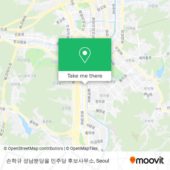 손학규 성남분당을 민주당 후보사무소 map