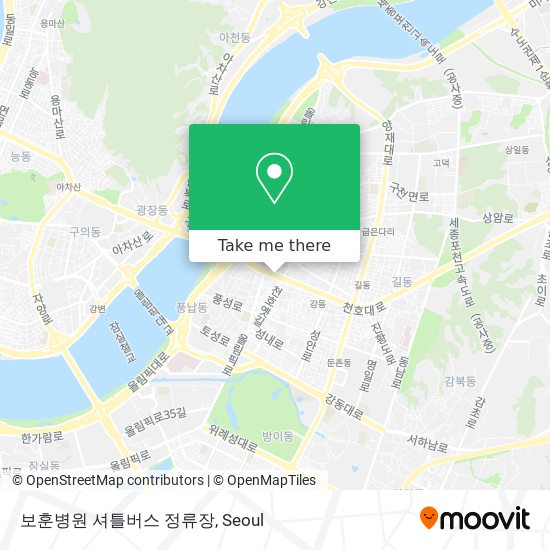 보훈병원 셔틀버스 정류장 map