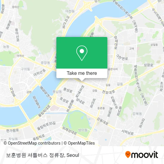 보훈병원 셔틀버스 정류장 map