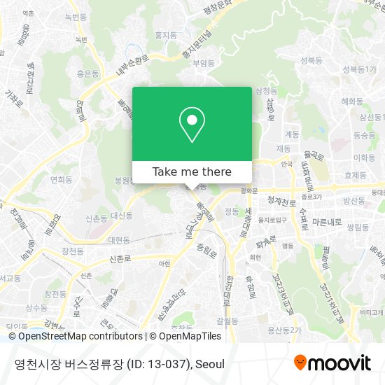 영천시장 버스정류장 (ID: 13-037) map